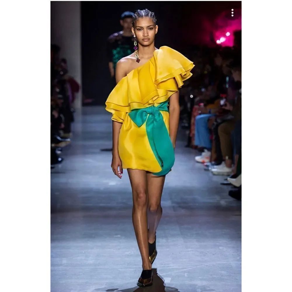 PRABAL GURUNG Carsix 100% Silk One Shoulder Dress
